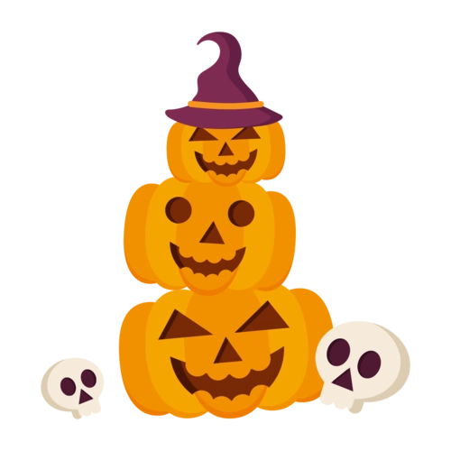 卡通万圣节南瓜骷髅装饰图案