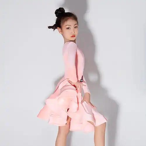 星辰丝绒质感合规规定舞服比赛儿童组女12岁拉丁舞练习套装