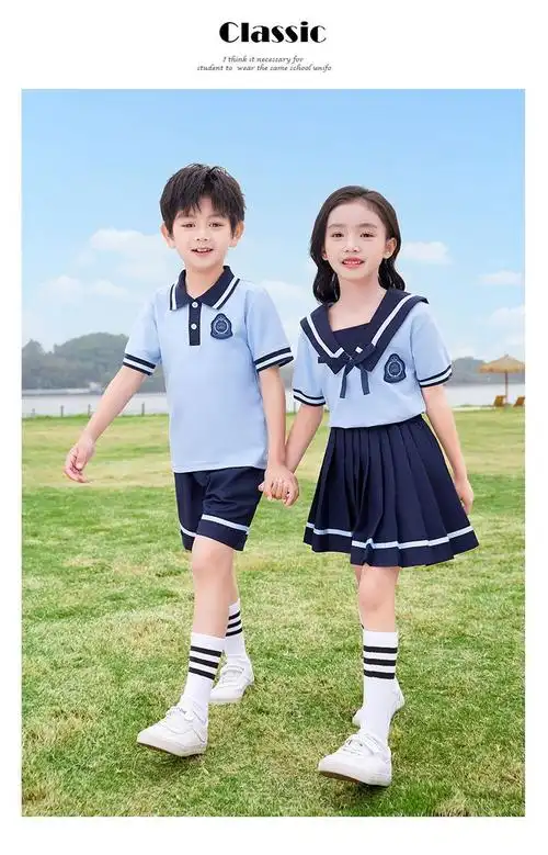 海军风幼儿园夏装小学生运动班服套装儿童毕业照服装夏天短袖校服