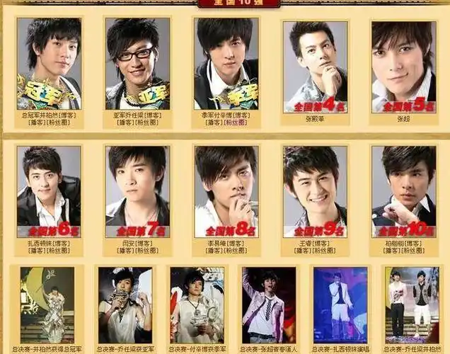 关于2013年快男十强名单的配图及描述