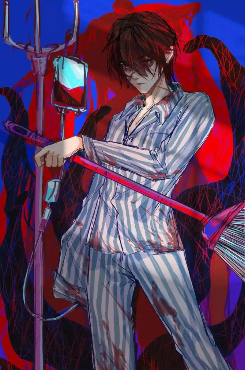 病号服扫帚战神 ——知名扫帚武术表演艺术家李97旺先生  画师:神奇