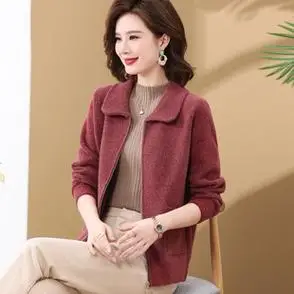 短款秋装外套中年女春秋冬气质外衣中老年翻领毛呢上衣时尚妈妈装