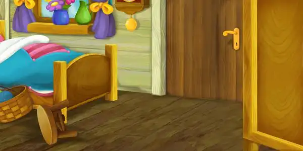 卡通场景的木质房照片