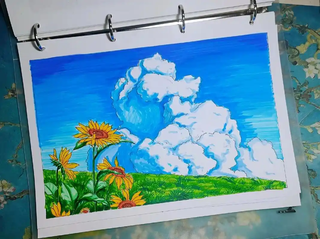 照片转插画# #宫崎骏动漫# #动漫手绘# #马克笔临摹# #马克笔绘画