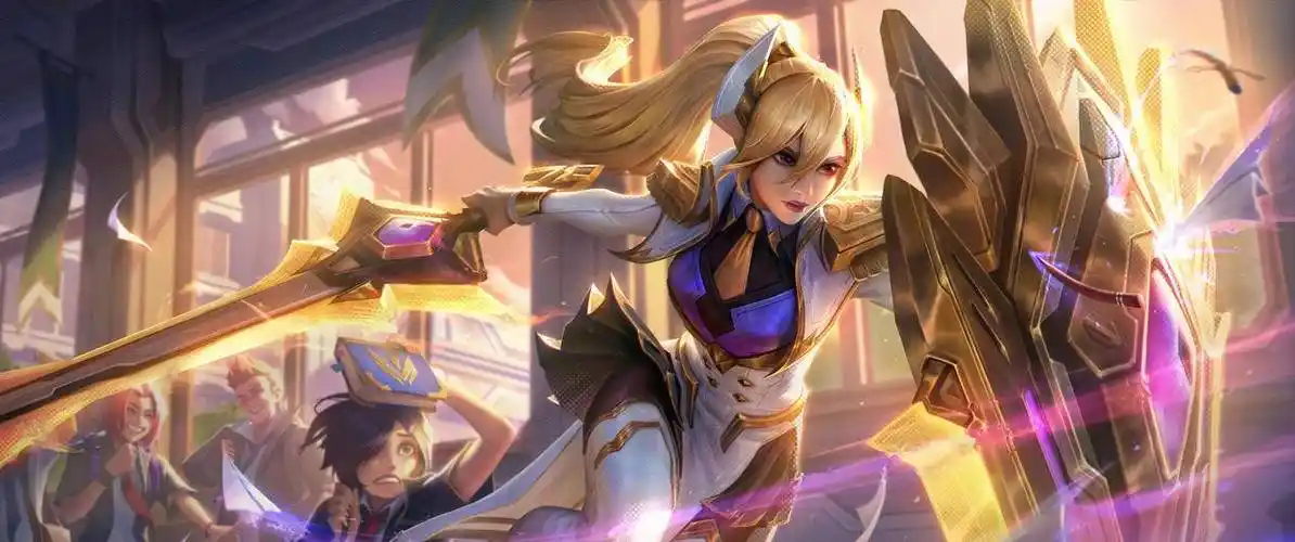 lol英雄联盟曙光女神 战斗学院 至臻 雷欧娜3440x1440带鱼屏壁纸