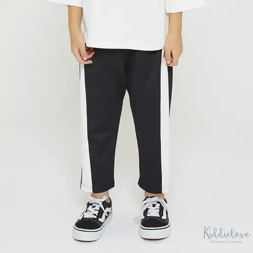 kiddielove日本代购童装generator侧边条纹吸汗速干休闲裤裤子