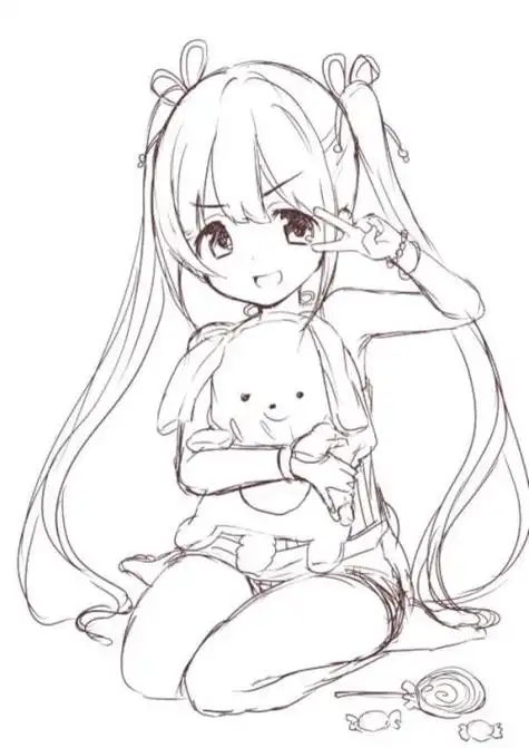 人物简笔画图片简笔画人物少女全身二次元简单二次元少女人物简笔画