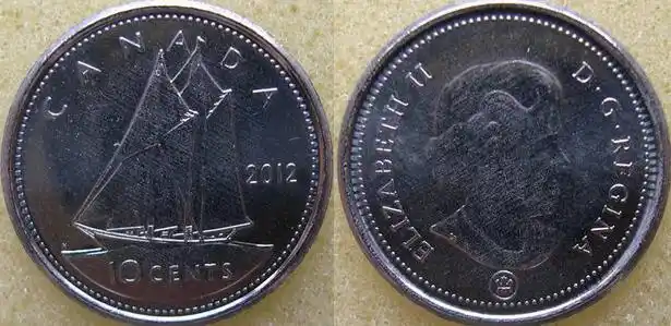 加拿大.10分.老年版.硬币(大图展示)