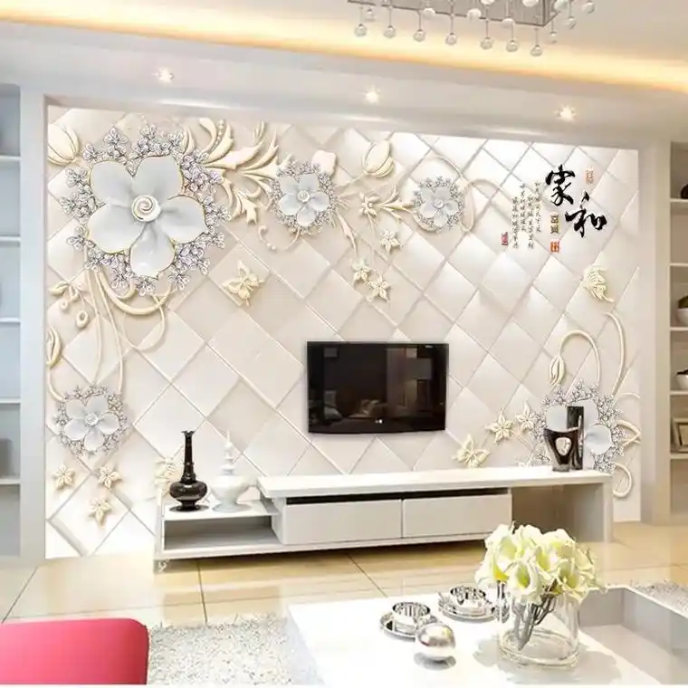 网红电视背景墙纸8d凹凸浮雕壁纸现代简约.#网红电视背景墙纸 - 抖音