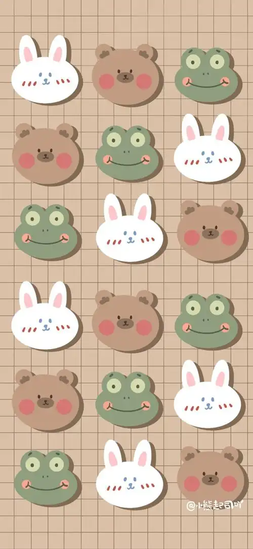 小熊格子可爱手绘主题手机壁纸第二辑