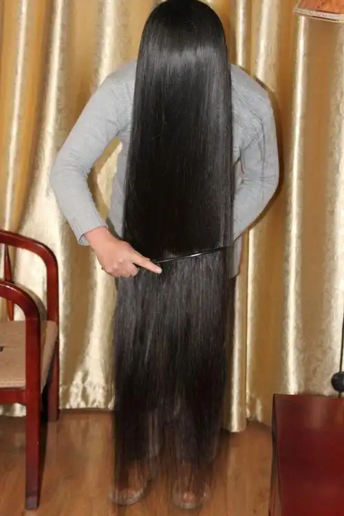 剪下一米多乌黑柔顺过膝长发-北京(face)-083