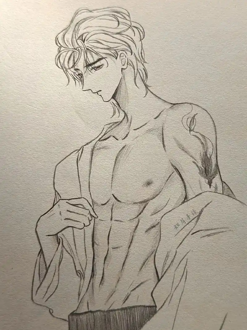 初学者简单腹肌画.#绘画过程分享 #腹肌 #绘画 #动漫 # - 抖音