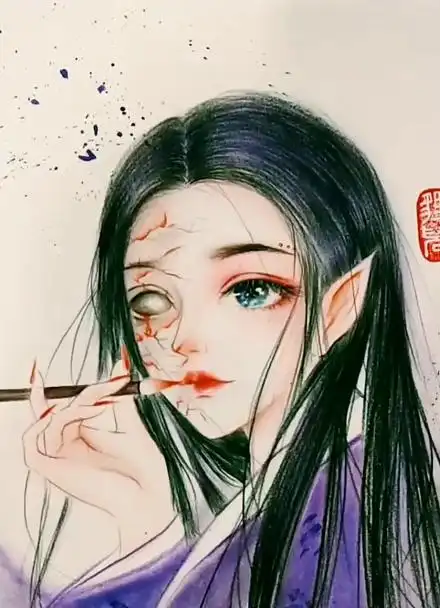 古风绘画:半妖倾城,画人画脸难画心,好心疼!