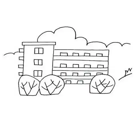 漂亮的学校楼房的简笔画法学校楼房的简笔画法画一画我们的美丽校园
