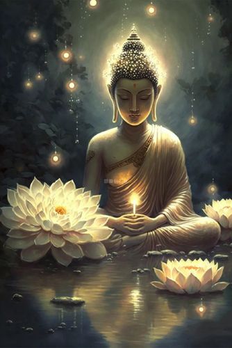 佛系东南亚泰国diy方钻满钻钻石画莲花佛祖手工全贴钻印花十字绣