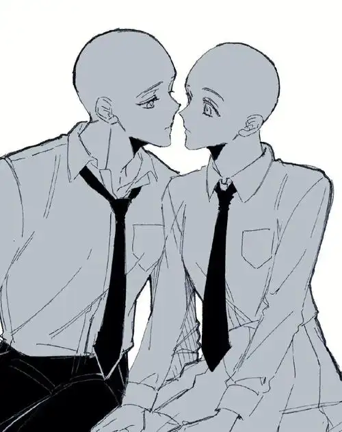 素材| 校园cp绘画素材,双人互动模板!