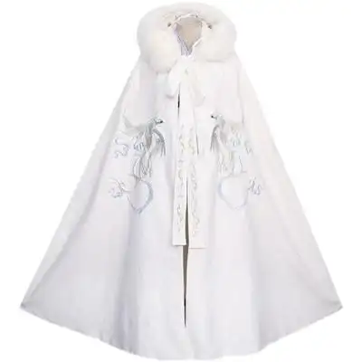 汉服男玉凤凰情侣斗篷重工刺绣加厚毛呢长款古风连帽披风女冬季