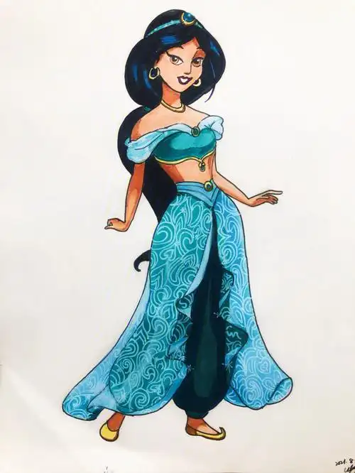 马克笔手绘迪士尼茉莉公主35100