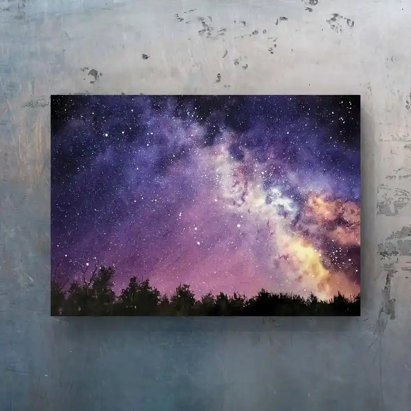 水彩星空教程.#手绘 #水彩 #梦幻星空 #画画96 #创作 - 抖音