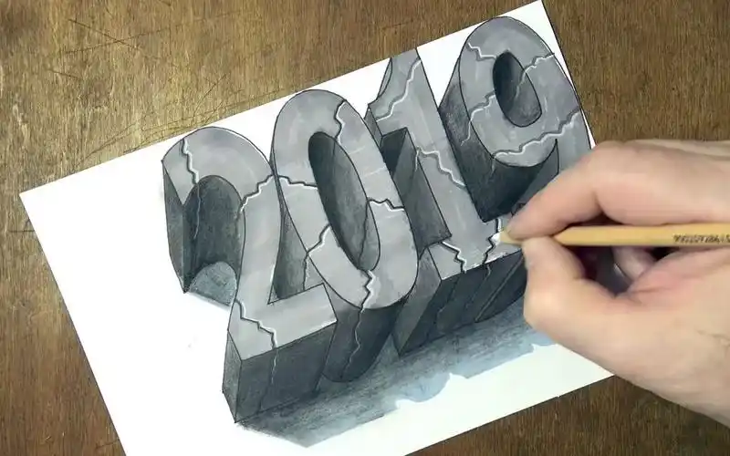 这组3d数字真是绘制的很有立体感跟着大佬学习也许你也能画出来