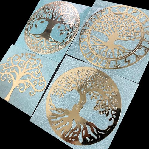 生命之树图案符号金属贴纸手机贴纸 手机笔记本电脑创意装饰贴