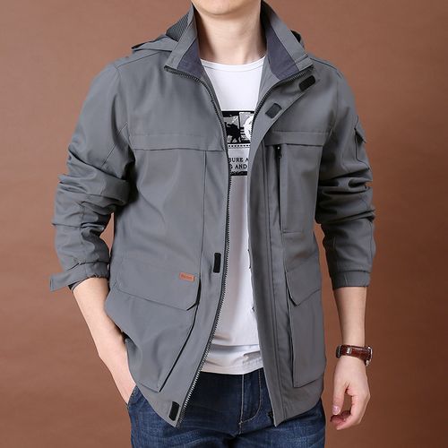 男士2022新款春秋连帽百搭潮流上衣服韩版薄款冲锋衣拉链外套已售200