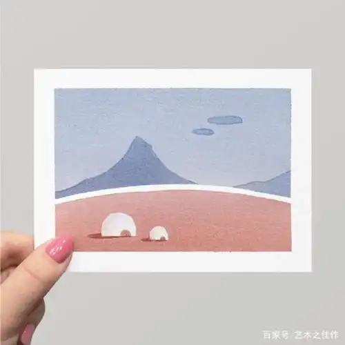 极简主义小清新水彩画,非常适合初学者学习