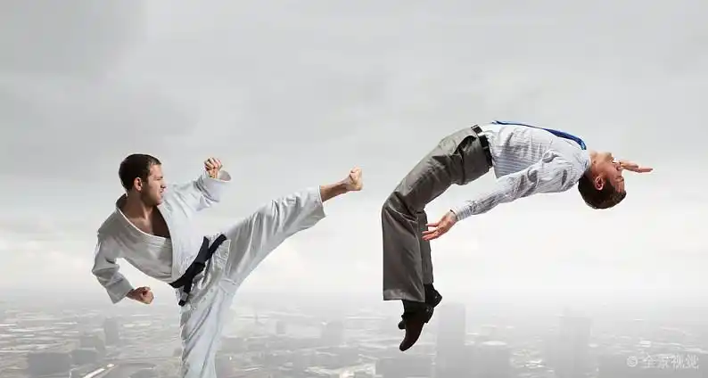 战斗_两个_对手_年轻_空手道_男人_争斗_商务人士_套装_图片大全