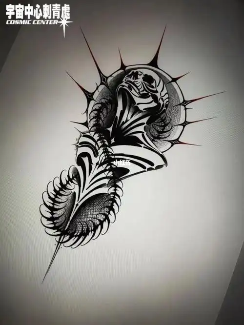 哥特质感骷髅手稿|已售|暗黑纹身_纹身_哥特_刺青_宇宙中心刺青处