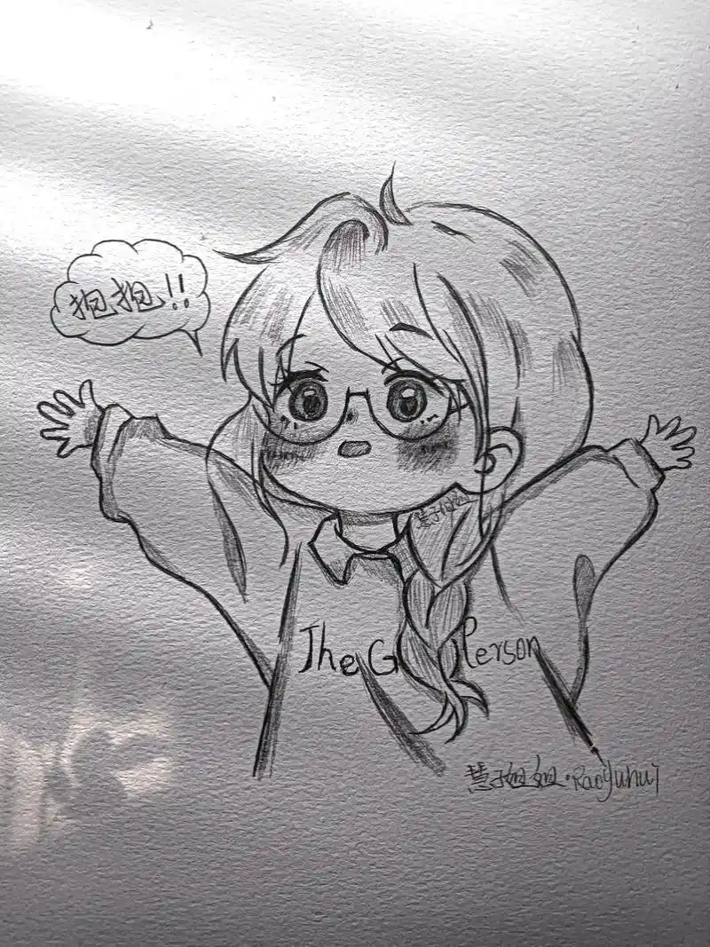 谁会抗拒这样的抱抱#简笔画教程 #临摹 ##手绘  #q版人 - 抖音