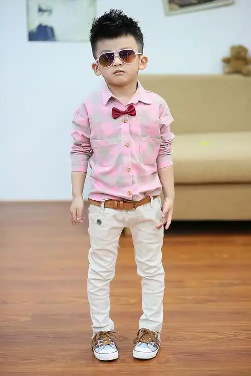 真可爱宝宝韩版衬衣儿童长袖格子衬衫男童秋装2014新款潮