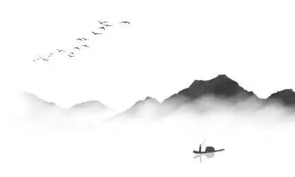 新中式水墨风格手绘黑白山水画