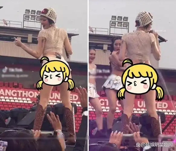 韩国女星,歌手泫雅在泰国曼谷泼水节水夜表演舞台,过于清凉的舞台服装