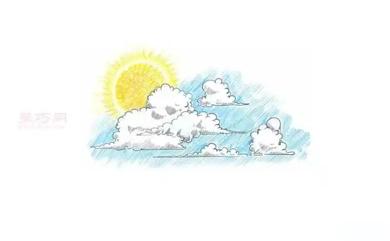 蓝天白天简笔画