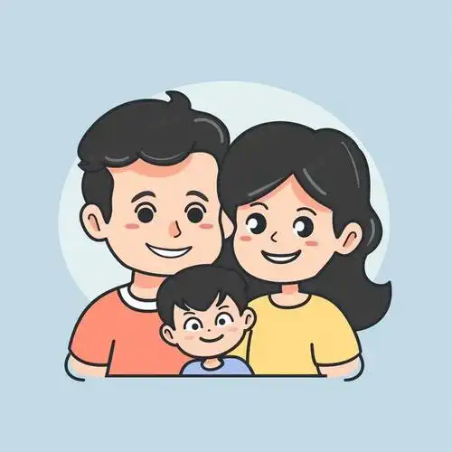 亲子头像|一家三口超萌简笔画亲子头像