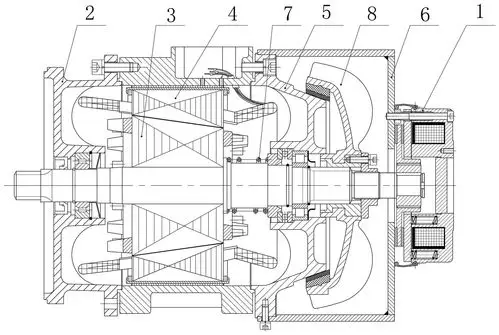 一种内刹式双制动锥形转子三相异步电动机