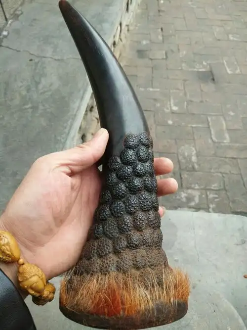 麻烦老师帮学生看看,这只是不是犀牛角,烧了一点有毛骚味