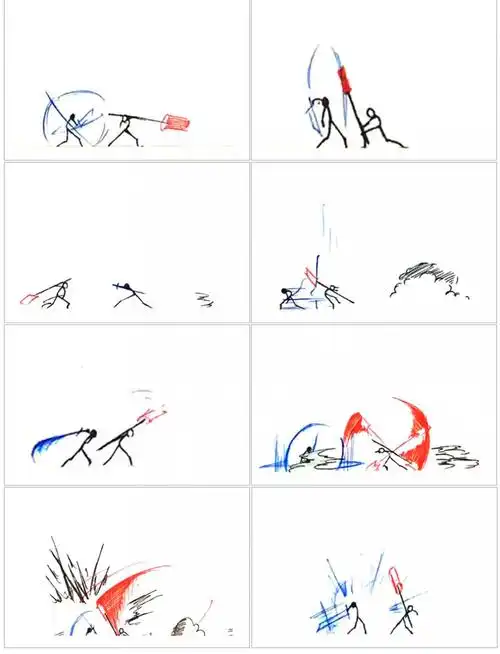 手翻画火柴人大战翻页书纸上大乱斗动画火柴人格斗简笔画手翻书格斗4