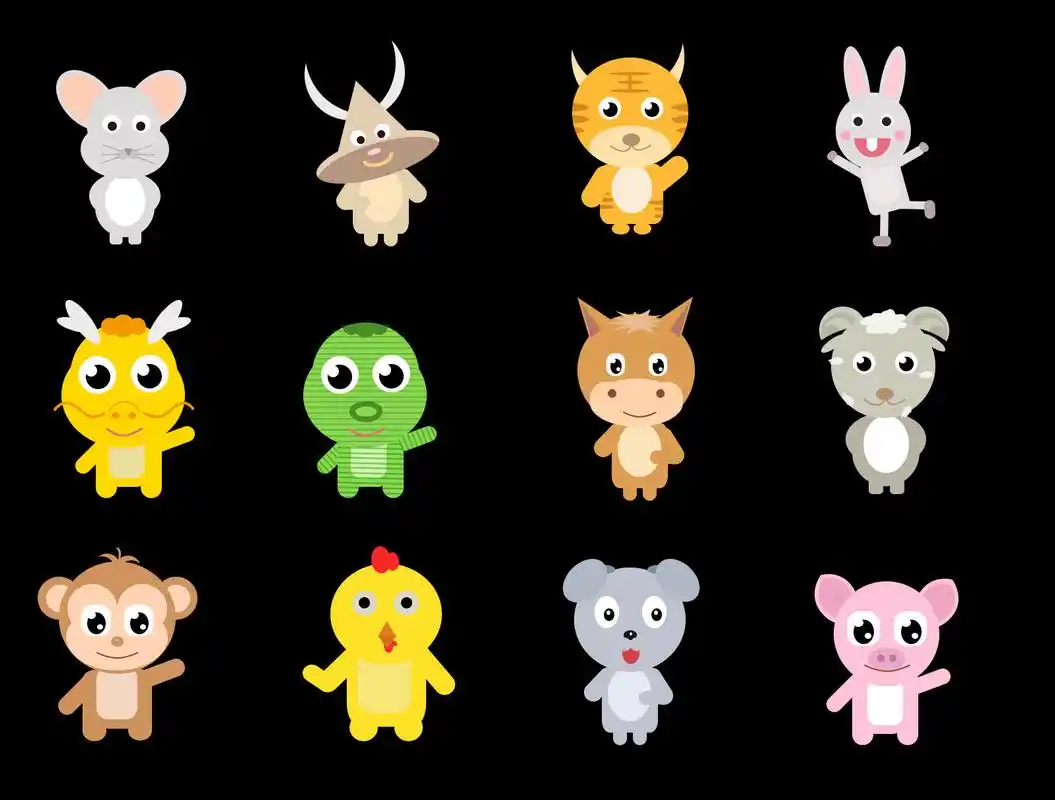 十二生肖卡通插画