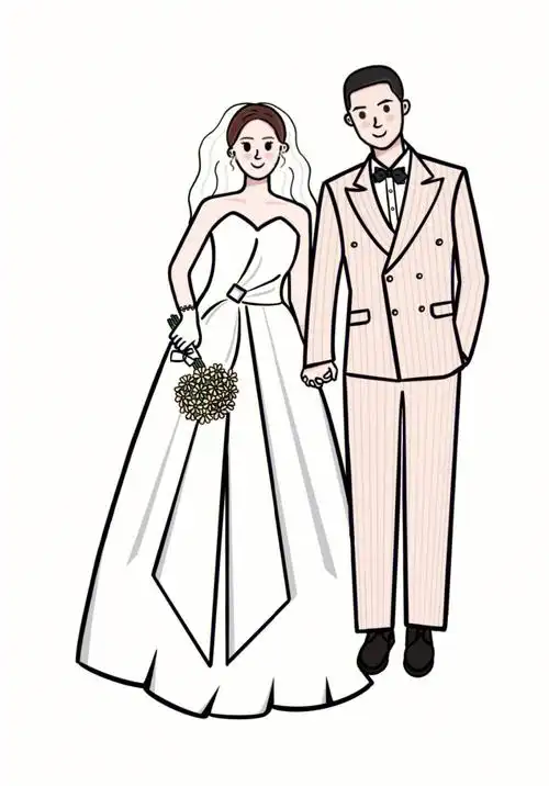 手绘卡通婚纱照爱了爱了
