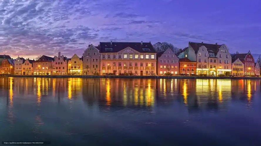 兰茨胡特, 老镇, izar, 巴伐利亚, 德国, 视图, 黄昏