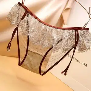 新款蕾丝内裤女性惑低腰美女镂空诱惑纯棉裆三角底裤裤头夏透气薄