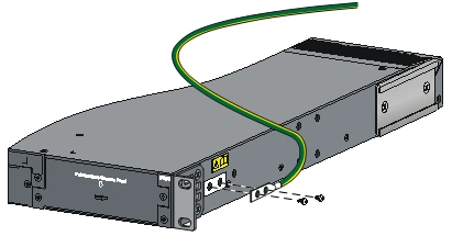 将双孔接地线缆连接到交换机侧面板接地点的具体步骤如下: (1) &