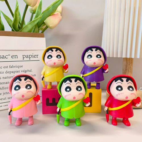 酷酷的雨衣蜡笔小新手办比心雨伞小新动漫周边车载潮玩摆件玩具