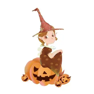 万圣节卡通人物女巫南瓜蝙蝠月亮png素材万圣节女巫帽三视图万圣节jpg
