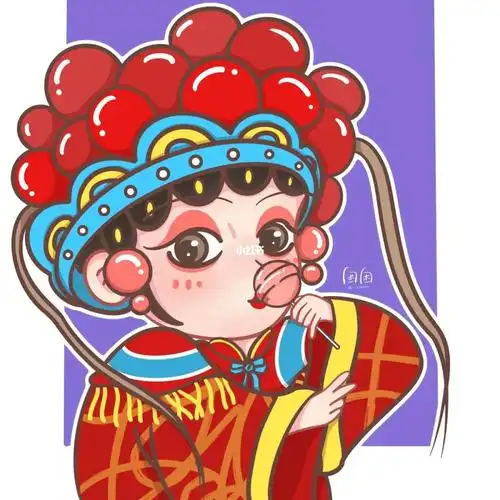手绘可爱京剧小女孩