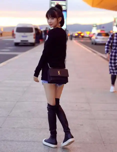 唐嫣同款明星王子文过膝长靴瘦腿弹力靴平底厚底内增高显瘦欧美风