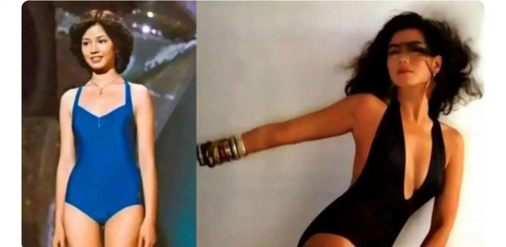 【钟楚红被誉为"港版梦露"】"红姑"钟楚红的泳衣款式和赵雅芝非常类似