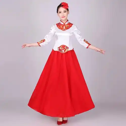 大合唱民族风表演服 女长裙演出服琵琶古筝二胡民乐演奏 - 女装/女士