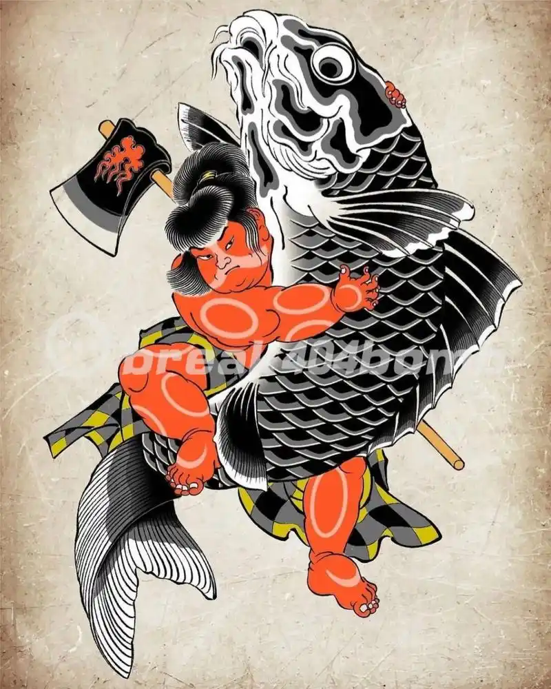 日式锦鲤纹身手稿丨满背花臂鲤鱼纹身手稿 [赞同]适合喜欢鲤鱼的老